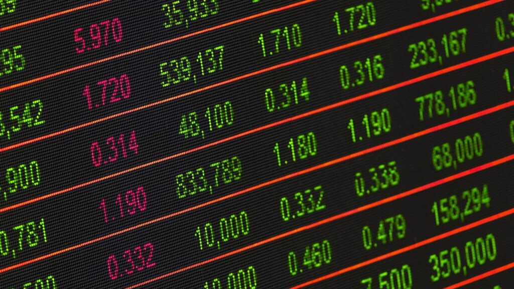 Finance-related information shown on a display
